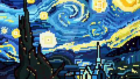 Звёздная ночь Ван Гог Pixel