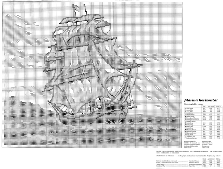 Вышивка крестиком парусник