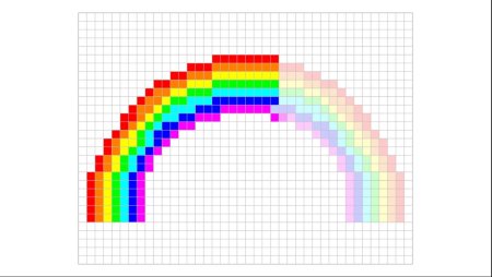 Рисунки по клеточкам Радуга