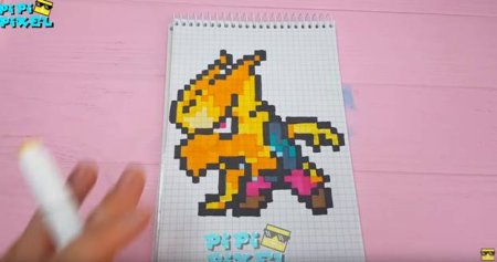 Дракон по клеточкам в тетради