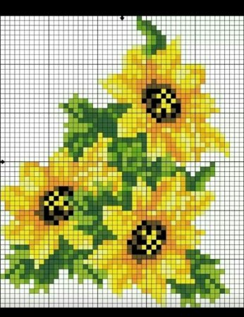 Вышивка крестиком желтые цветы