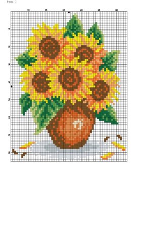 Рисовать рисунки по клеточкам Подсолнухи