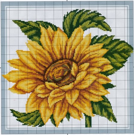 Схема вышивки подсолнух простой крестом