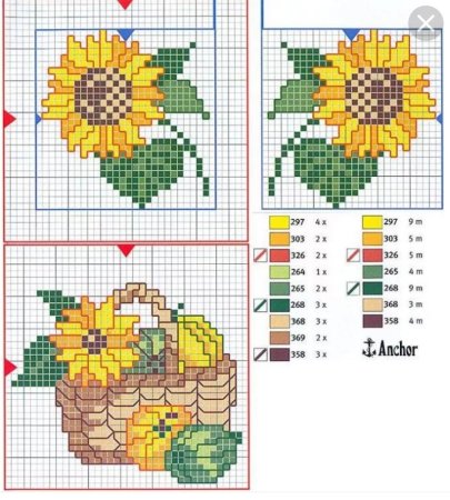 Вышивка небольшой подсолнух