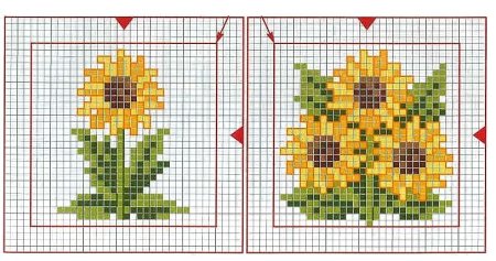 Вышивка дома с подсолнухами