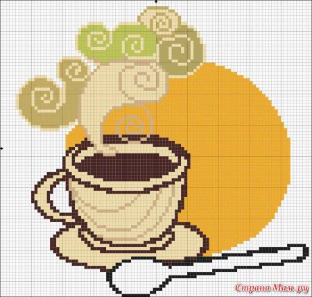 Вышивка кофейная чашка