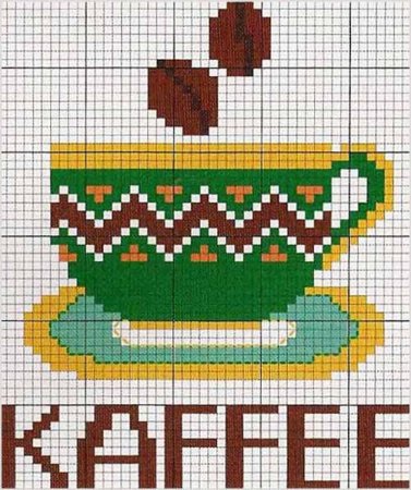 Кофейная чашечка по клеточкам