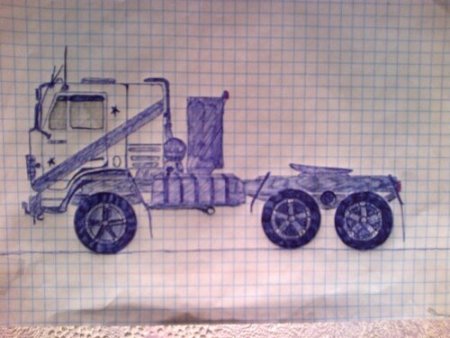 Грузовик нарисовать ручкой