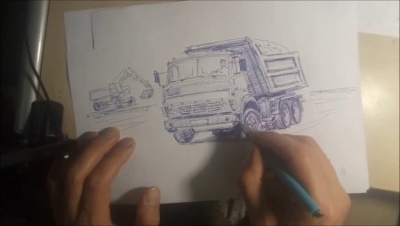 Поэтапное рисование КАМАЗА