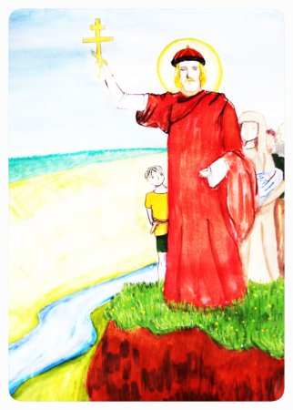 Детские рисунки князь Владимир крещение Руси