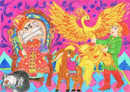 Иллюстрация к сказке конек горбунок с Жар птицей