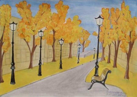 Рисование осенний парк