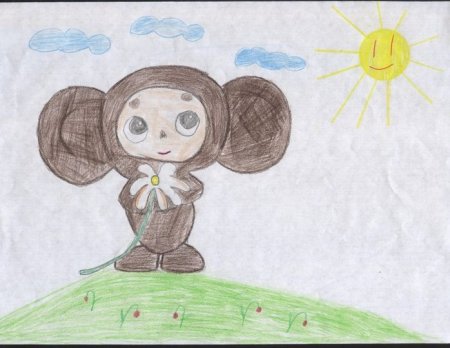 Рисование Чебурашка в старшей группе