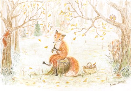 Рисунок осень карандашом