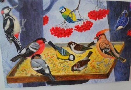 Рисование кормушка для птиц старшая группа