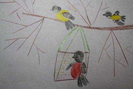 Рисование кормушка для птиц средняя группа