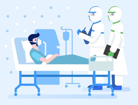 Пациент в больнице вектор