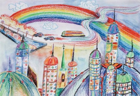 Город будущего рисунок для детей