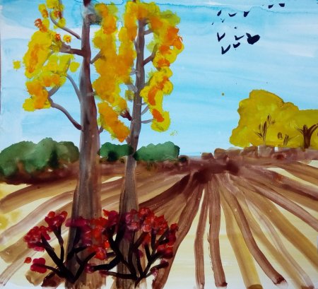 Рисование осеннее небо