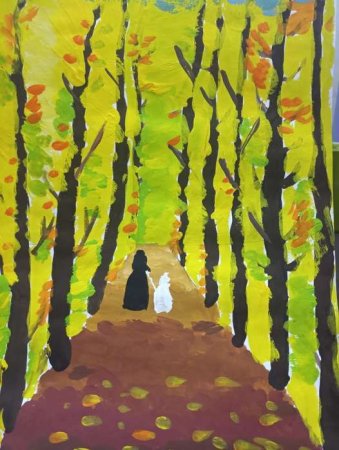 Уж небо осенью дышало рисунки детей