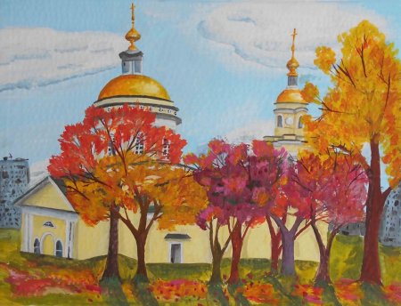 Небо осенью детские рисунки