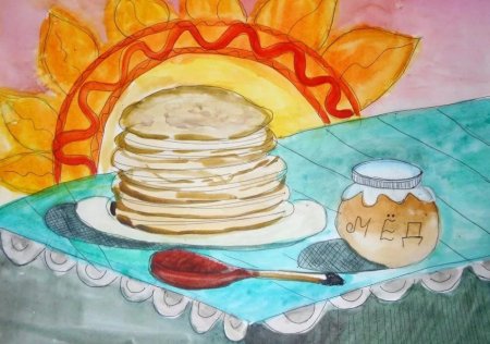 Масленица рисунок в школу