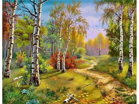 Алмазная живопись Березовая роща