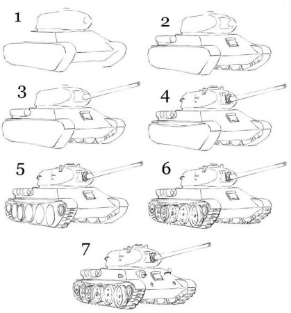 Танк т34 рисунок сбоку