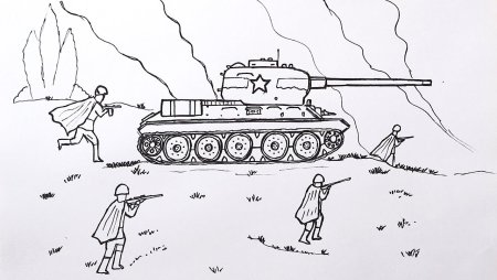 Война рисунок карандашом