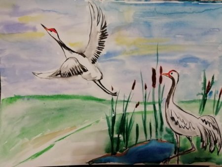 Журавль рисунок