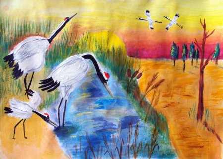 Нарисовать журавля