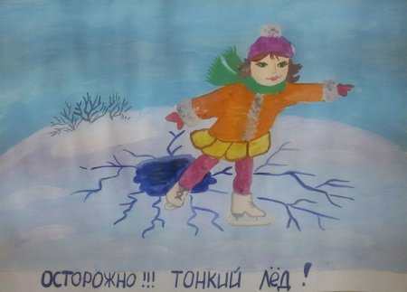 Рисунок на тему безопасность на льду