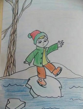 Рисунок на тему осторожно тонкий лед
