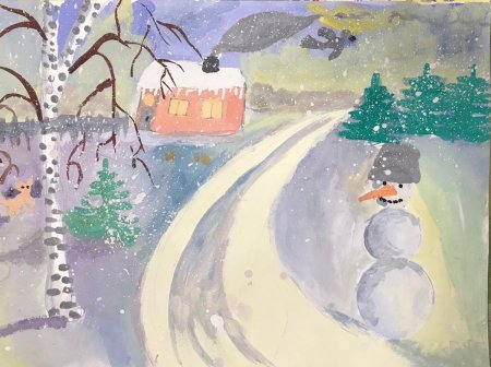 Зимний пейзаж рисунок