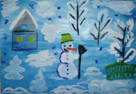 Новогодний пейзаж рисунки