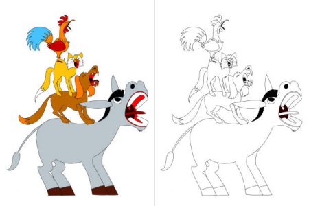 Бременские музыканты братья Гримм рисунок