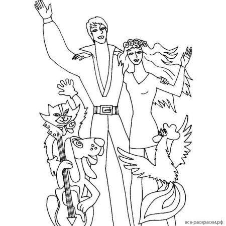 Сказка Бременские музыканты раскраска
