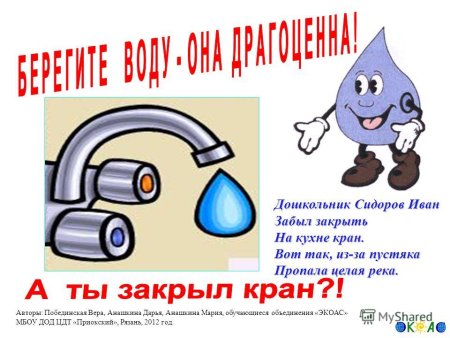 Плакаты по экономии воды