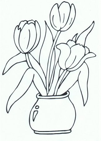 Раскраска цветы в вазе