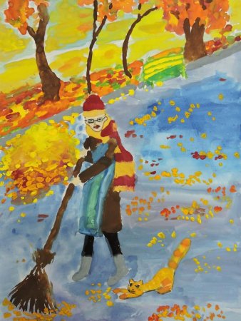 Детский рисунок осень
