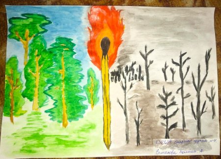 Рисунок на тему Лесные пожары