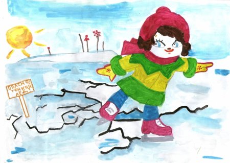 Плакат на тему осторожно тонкий лед