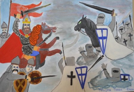 Ратные подвиги Александра Невского рисунок