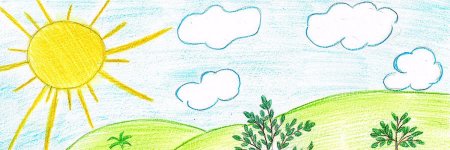 Летний пейзаж рисунок для детей