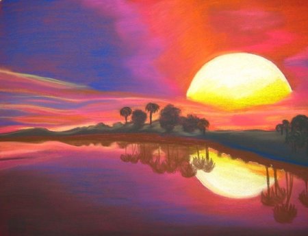 Солнце гуашью