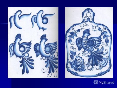 Выполнение гжельской росписи