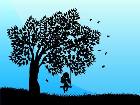 Человек у дерева силуэт