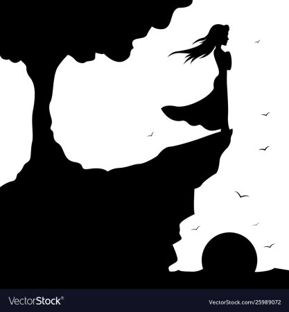 На краю обрыва силуэт