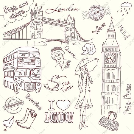 Лондонские часы Биг Бен рисунок