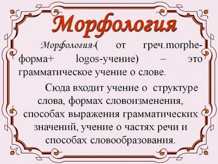 Что изучает морфология в русском языке